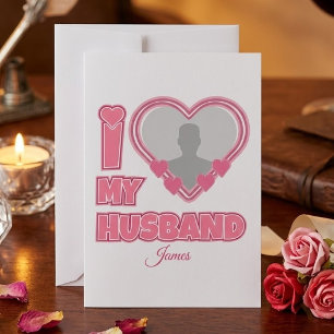 Personalisiert Ich liebe meinen Mann – Foto & Name Dankeskarte