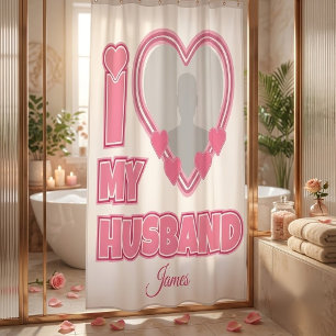 Personalisiert Ich Liebe Meinen Mann – Foto & Name Duschvorhang