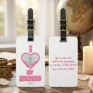 Personalisiert Ich liebe meinen Mann – Foto & Name Gepäckanhänger