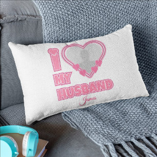 Personalisiert Ich liebe meinen Mann – Foto & Name Kissenbezug