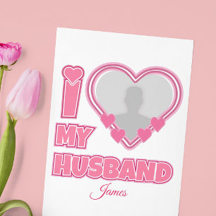 Personalisiert Ich liebe meinen Mann – Foto & Name RSVP Karte
