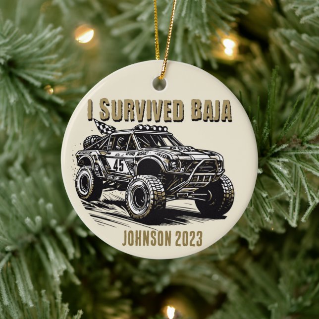 Personalisiert - Ich überlebte Baja Truck Weihnach Keramik Ornament (Baum)