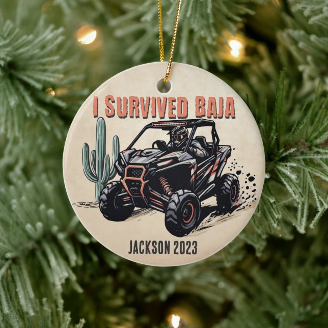 Personalisiert - Ich überlebte Baja Wüste UTV Race Keramik Ornament (Baum)