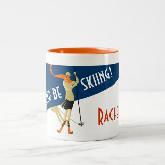 Personalisiert: Ich würde lieber Ski fahren! Vinta Zweifarbige Tasse
