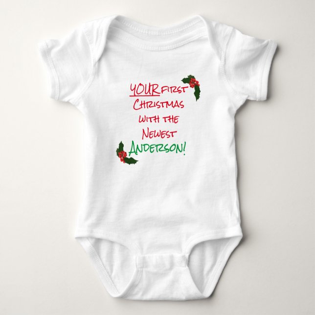 Personalisiert Ihr 1. Weihnachtskinderanzug Baby Strampler (Vorderseite)
