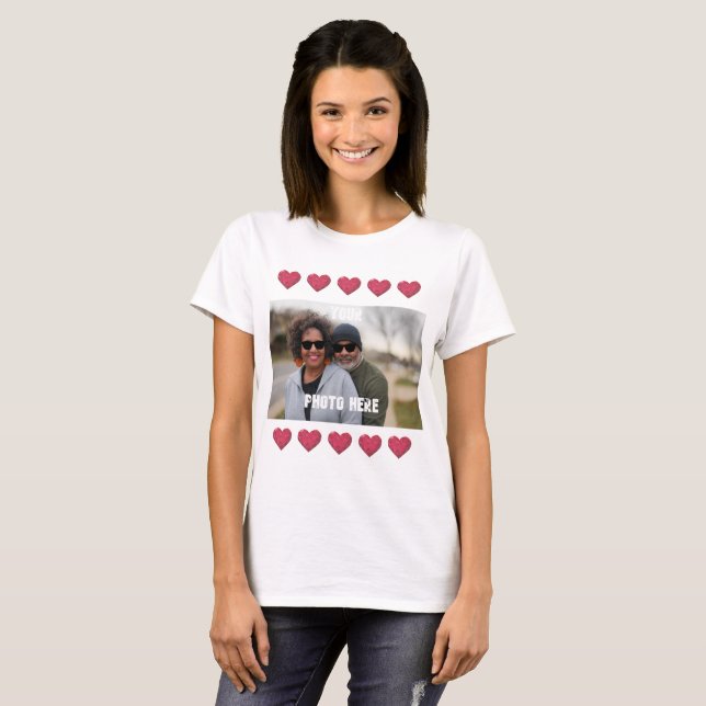 Personalisiert IHR FOTO Herz T-Shirt (Vorne ganz)