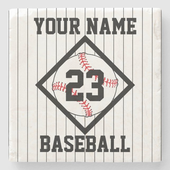 Personalisiert IHR NAME Baseball Steinuntersetzer (Vorderseite)