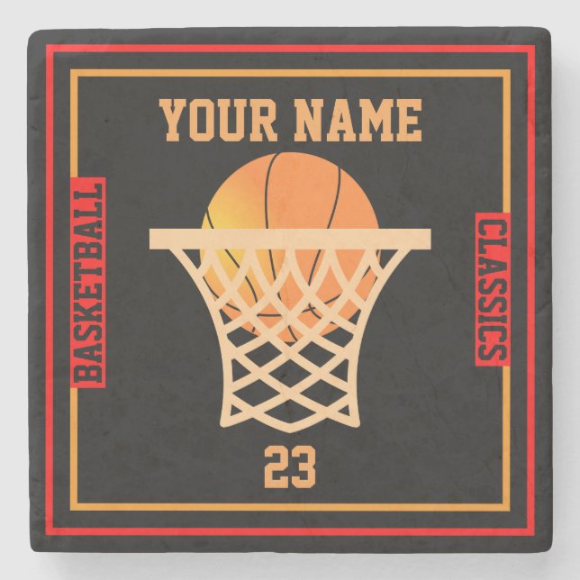 Personalisiert IHR NAME Basketball Steinuntersetzer (Vorderseite)