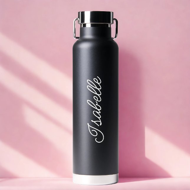 Personalisiert Ihr Name Script Black Wedding Gesch Trinkflasche (Personalized Your Name Script Black Wedding Gift Water Bottle)
