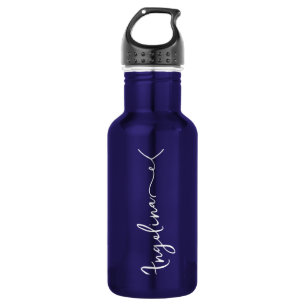 Personalisiert Ihr Name Script Blue Wedding Edelstahlflasche