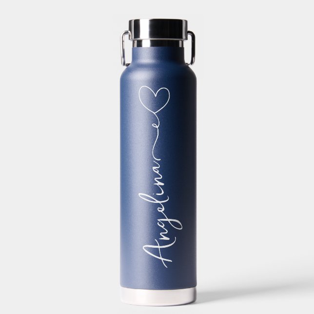 Personalisiert Ihr Name Script Blue Wedding Trinkflasche (Vorne)