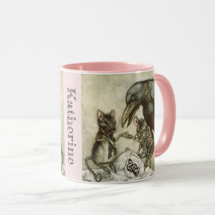 Personalisiert Ihr Name Vintage Krähe Mice Rackham Tasse