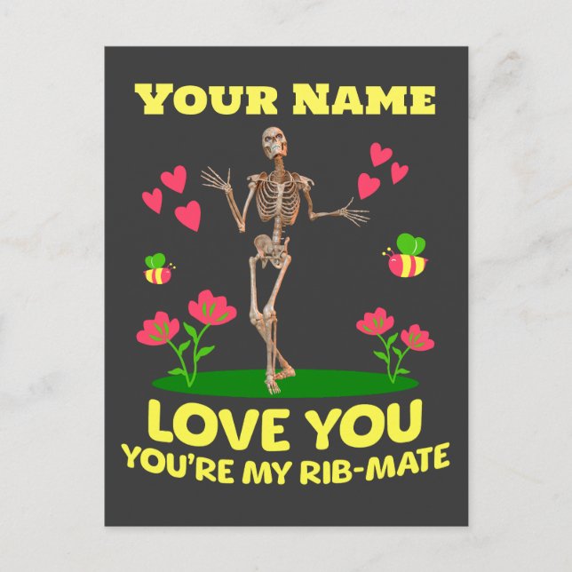 Personalisiert Ihre Liebe Ihr Skelett Valentine Postkarte (Vorderseite)