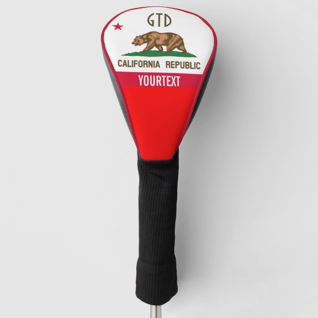 Personalisiert Ihre Text-Kalifornien-Staats-Flagge Golf Headcover (Vorderseite)