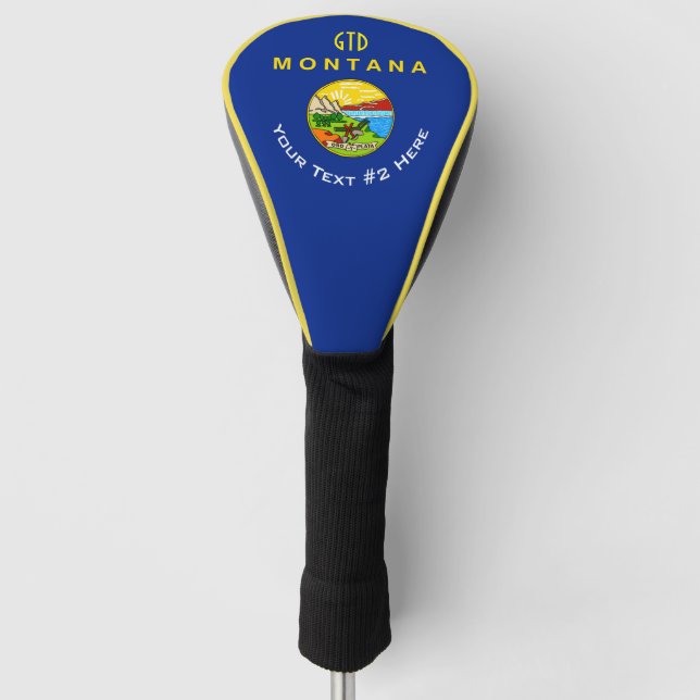 Personalisiert Ihre Text-Montana-Staats-Flagge auf Golf Headcover (Vorderseite)