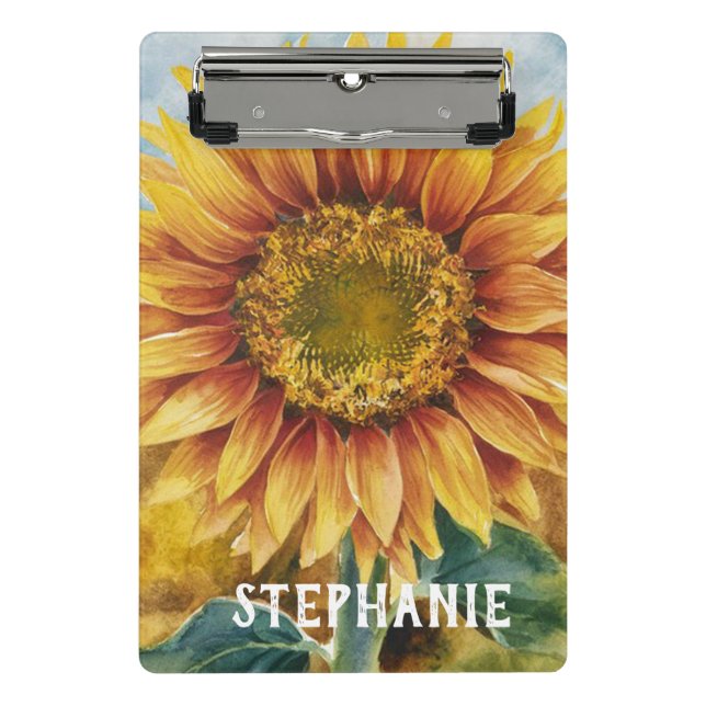 Personalisiert Ihren Namen Sonnenblume hinzufügen Mini Klemmbrett (Vorderseite)