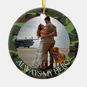 Personalisiert immer mein Heldenarmee Camouflage F Keramik Ornament
