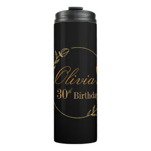 Personalisiert in Schwarz und Gold Thermosbecher