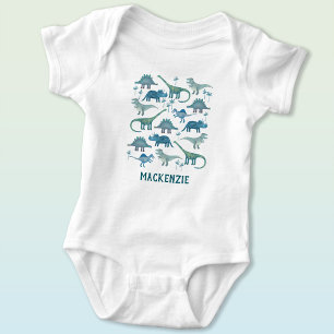 Personalisiert Individuelle Name Fun Dinosaurier Baby Strampler