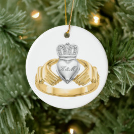 Personalisiert Irish Claddagh Ring Keramik Ornament