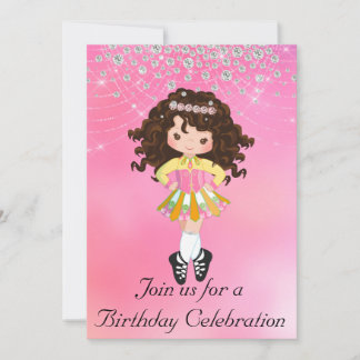 Personalisiert Irish Dance Brünett Girl Geburtstag Einladung