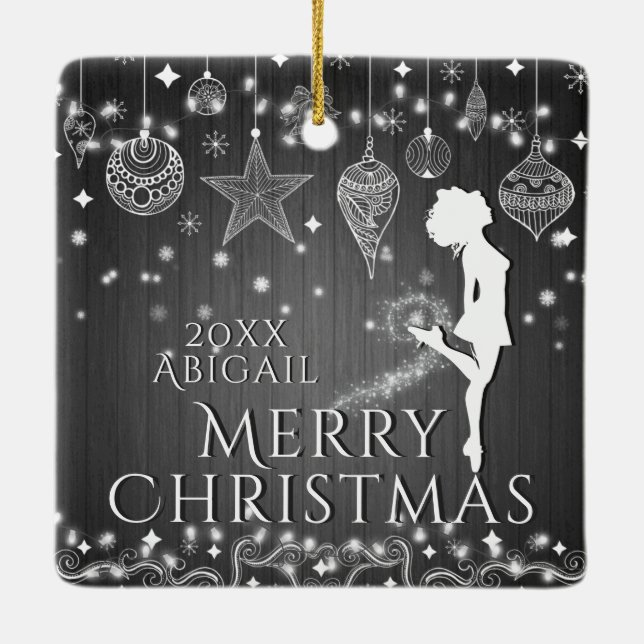 Personalisiert Irish Dance Frohe Weihnachten Keramikornament (Rückseite)