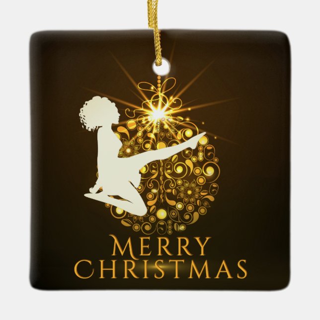 Personalisiert Irish Dance Golden Christmas Keramikornament (Vorderseite)