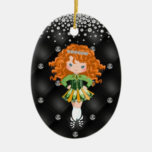 Personalisiert Irish Dance Redhead Girl Weihnachte Keramik Ornament (Vorne)