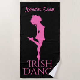 Personalisiert Irish Dancer Black and Pink Dance Strandtuch