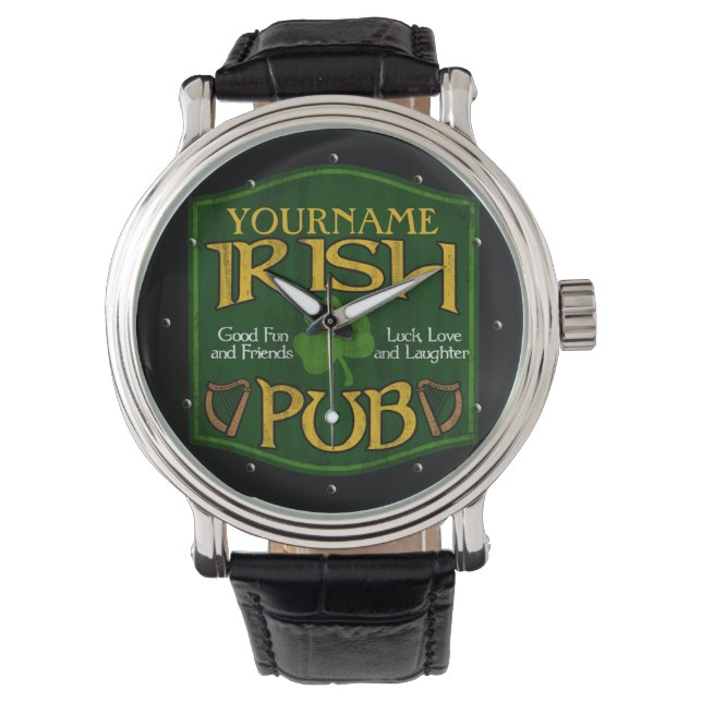 Personalisiert Irish Pub Sign Armbanduhr (Vorderseite)
