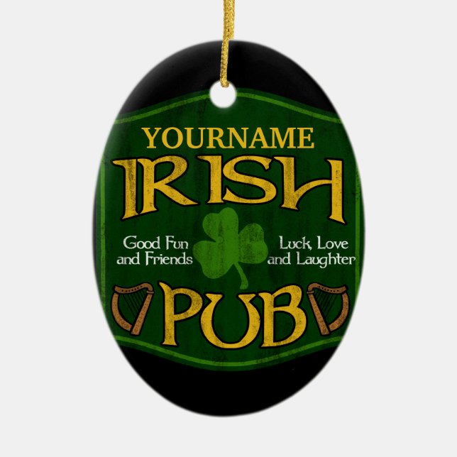 Personalisiert Irish Pub Sign Keramikornament (Vorne)