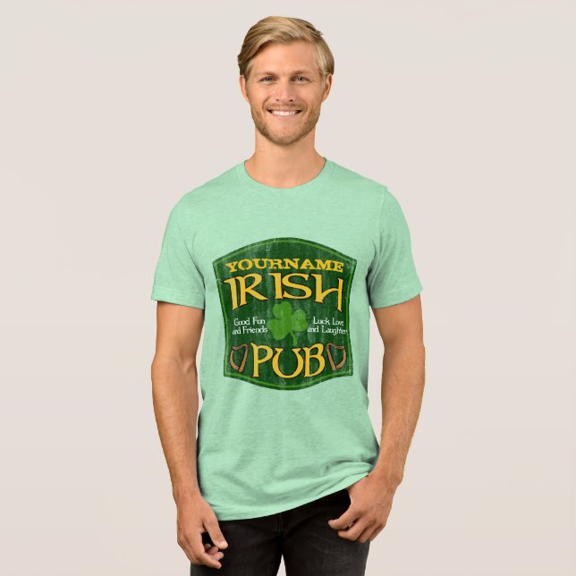 Personalisiert Irish Pub Sign Tri-Blend Shirt (Vorderseite voll)