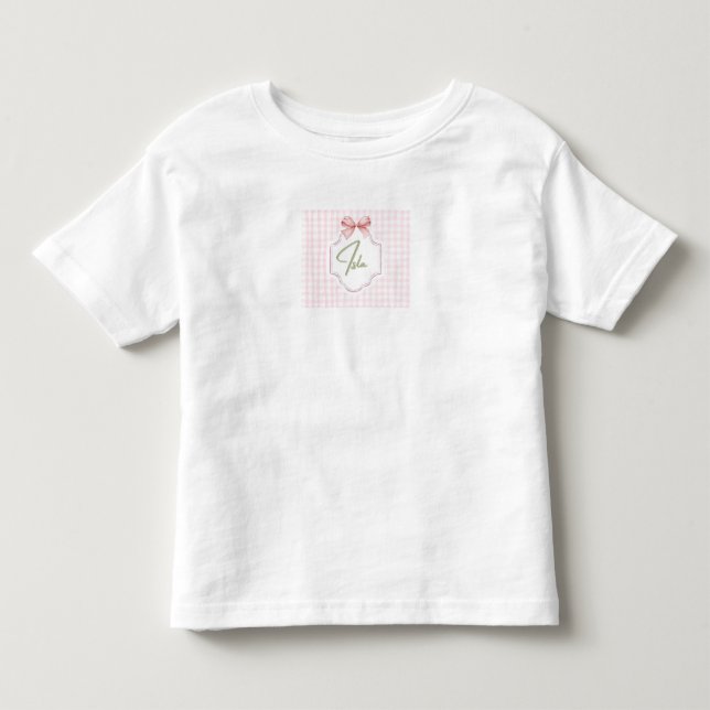 Personalisiert Isla Baby Girl Kinderzimmer Bow&Gin Kleinkind T-shirt (Vorderseite)