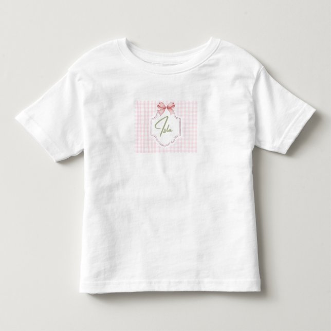Personalisiert Isla Baby Girl Kinderzimmer Bow&Gin Kleinkind T-shirt (Vorderseite)