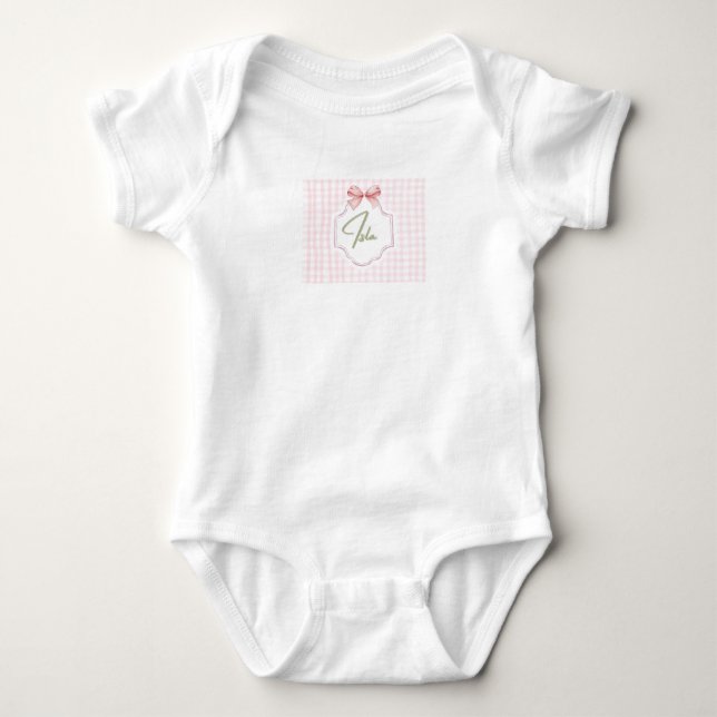 Personalisiert Isla Baby Girl Kinderzimmer Bow&Gin Strampler (Vorderseite)