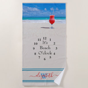 Personalisiert ist das Strandtuch O'clock Beach