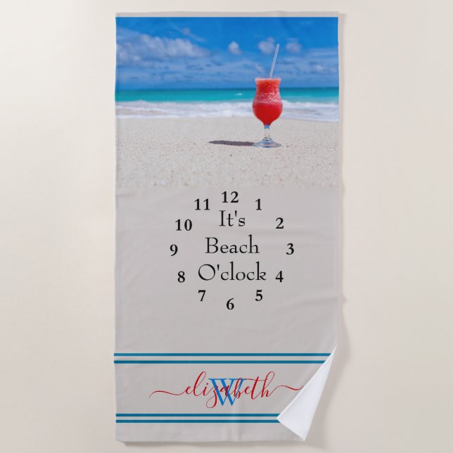 Personalisiert ist das Strandtuch O'clock Beach (Vorderseite)
