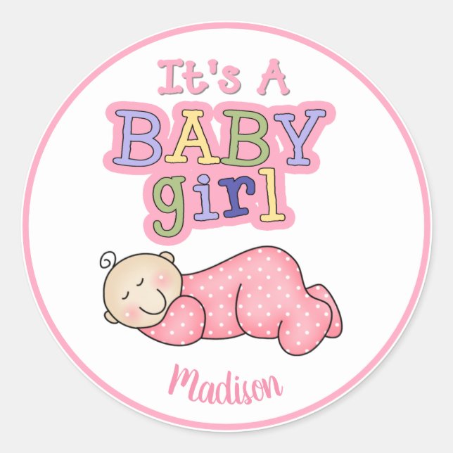 Personalisiert ist ein Baby-Schlaf Runder Aufkleber (Vorderseite)