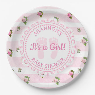 Personalisiert ist es ein Girl Pink Baby Shower Te Pappteller