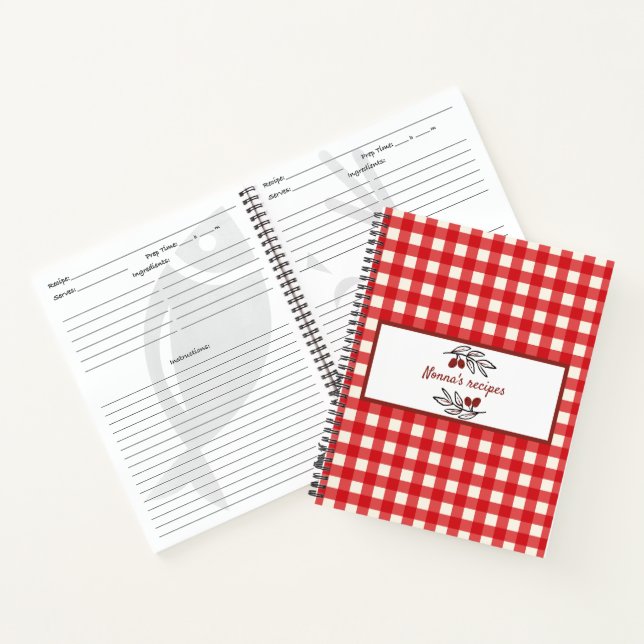 Personalisiert Italienisch Red Gingham Cooking Notizbuch (Innenseite)