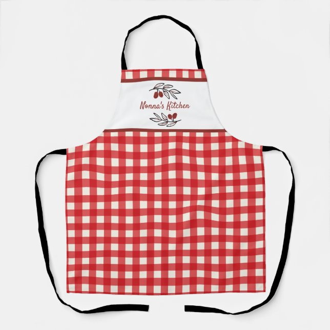 Personalisiert Italienisch Red Gingham Cooking Schürze (Vorderseite)