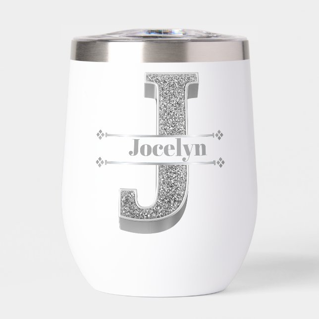 Personalisiert J Initial Silver Monogram - Ihr Nam (Vorderseite)