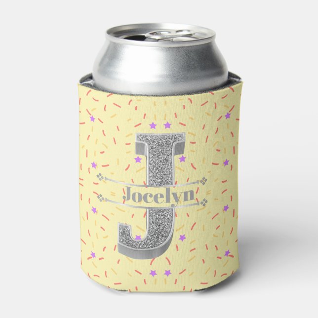 Personalisiert J Initial Silver Monogram - Ihr Nam Dosenkühler (Kanne Vorderseite)