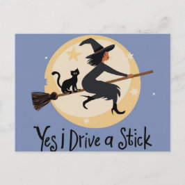 Personalisiert Ja, ich fahre einen Stick, Hallowee Postkarte