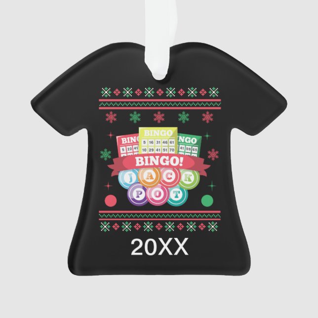 Personalisiert Jackpot Bingo Cards Ugly Xmas Sweat Ornament (Vorderseite)