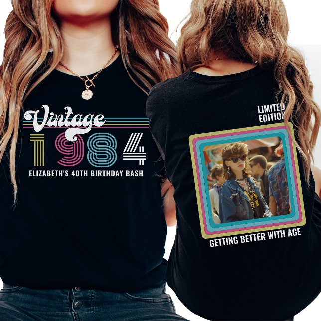 Personalisiert Jedes Alter Vintages Foto Geburtsta T-Shirt (Von Creator hochgeladen)
