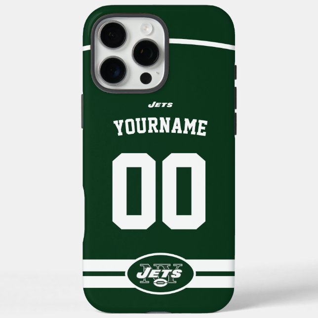 Personalisiert Jets Jersey American Football iPhone 16 Pro Max Hülle (Rückseite)
