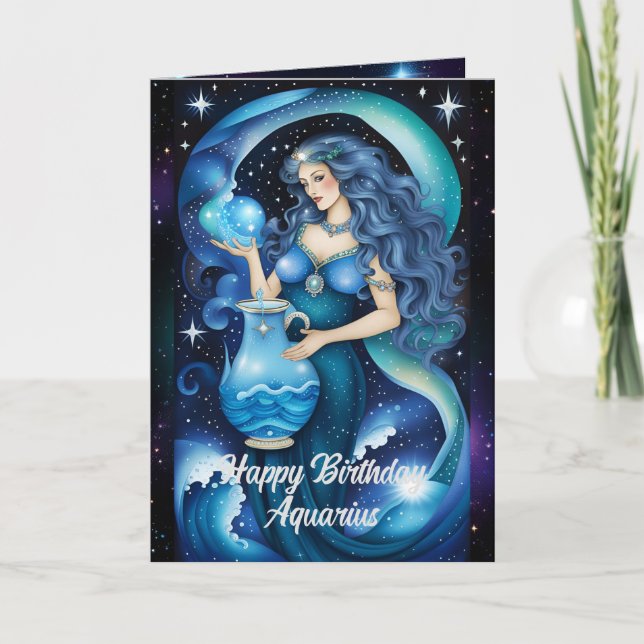 Personalisiert Jewel Galaxy Zodiac Aquarius Karte (Vorderseite)