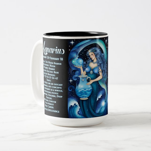 Personalisiert Jewel Galaxy Zodiac Aquarius Zweifarbige Tasse (Vorderseite Links)
