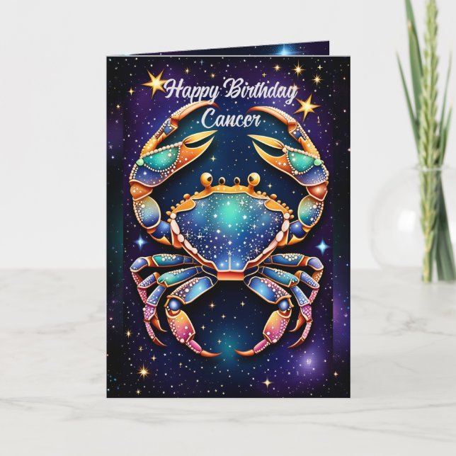 Personalisiert Jewel Galaxy Zodiac Cancer Karte (Vorderseite)